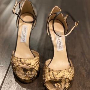 Jimmy Choo Pearl Moire Ankle-Wrap 120mm Sandal